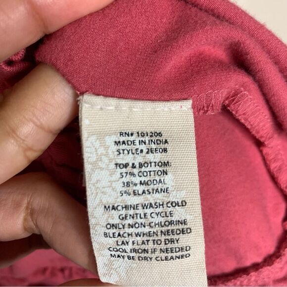 Soft surroundings el sueno pajama long sleeve ruffle top pink - Picture 4 of 6